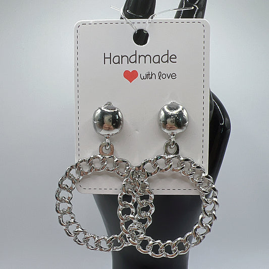 Silver Metal Hoop Drop Earrings | Punk & Edgy | Bold Statement Jewelry
