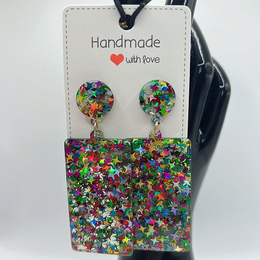 Colorful Star Acetate Drop Earrings | Multiple Shapes Available | Playful & Trendy