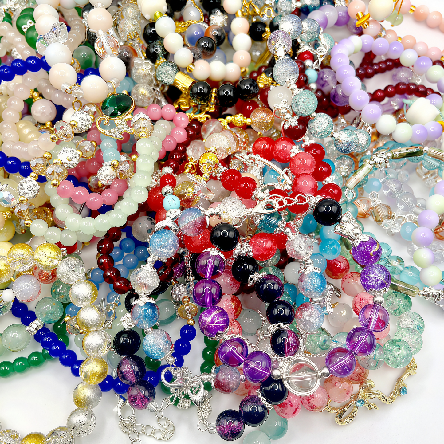 10 PCS Mixed Handmade Bracelets, Elastic Comfortable for Daily Wear