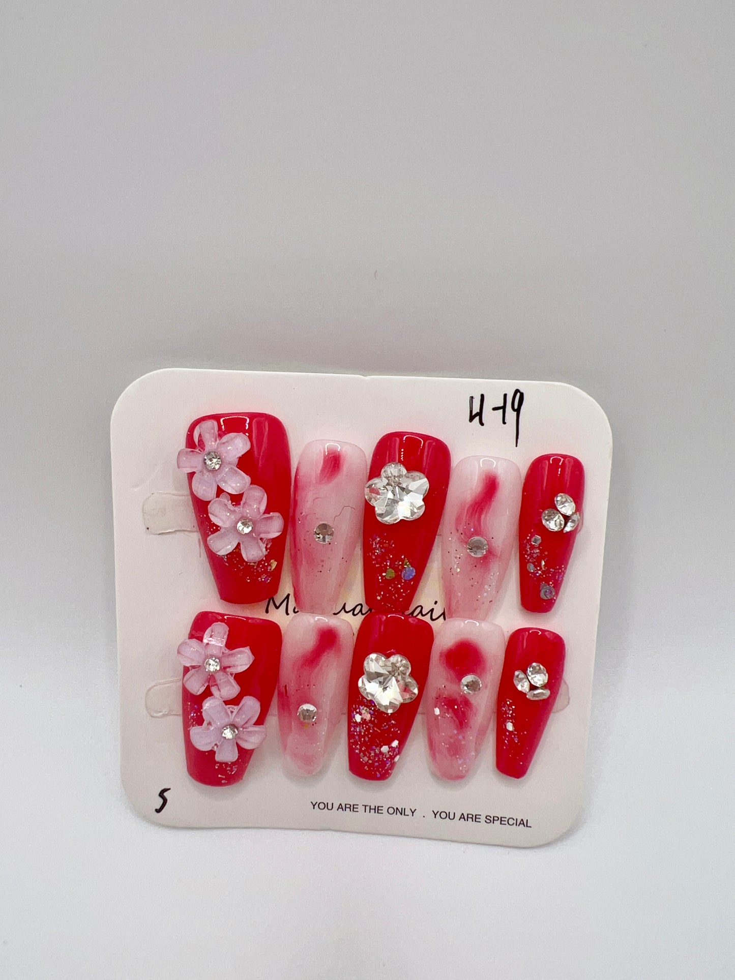 5 Sets Medium Coffin Press-On Nails Simple Style