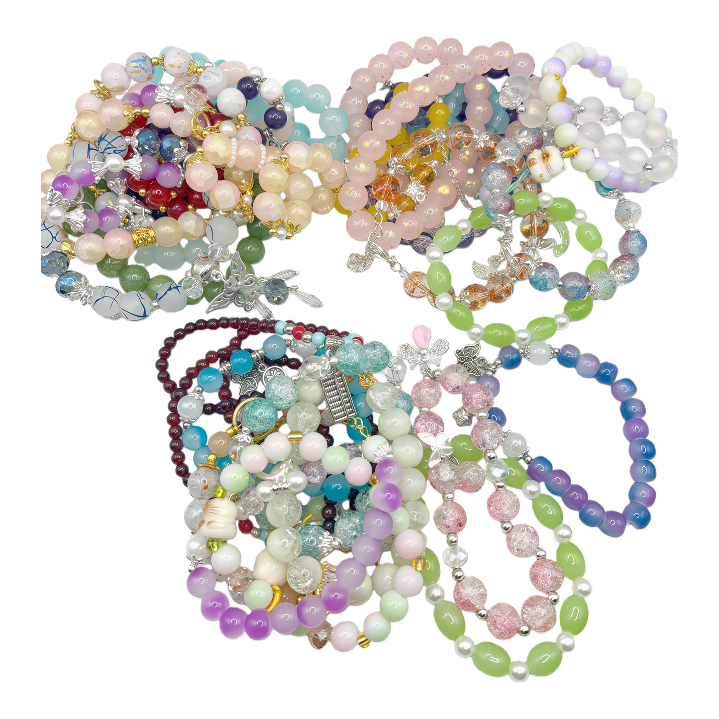 10 PCS Mixed Handmade Bracelets, Elastic Comfortable for Daily Wear