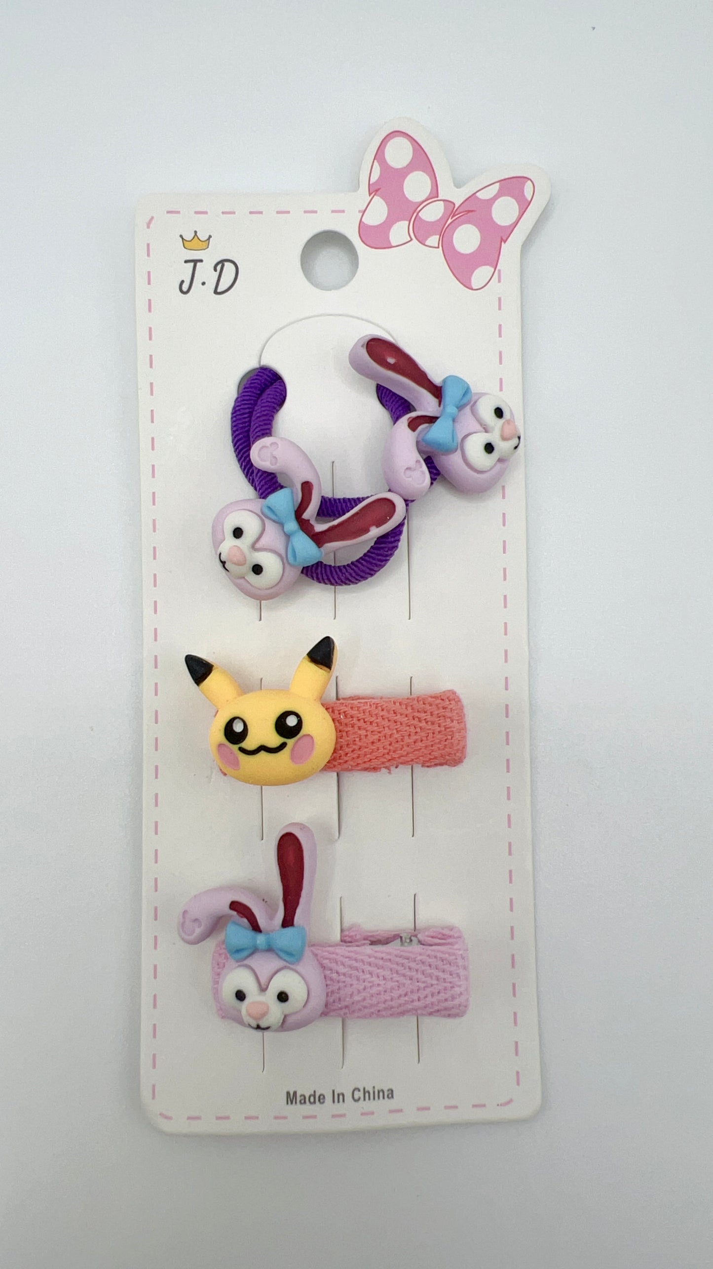 Handmade Cartoon Mix Hair Tie and Clip 3pcs a Set – Cute for Girls Gift Idea