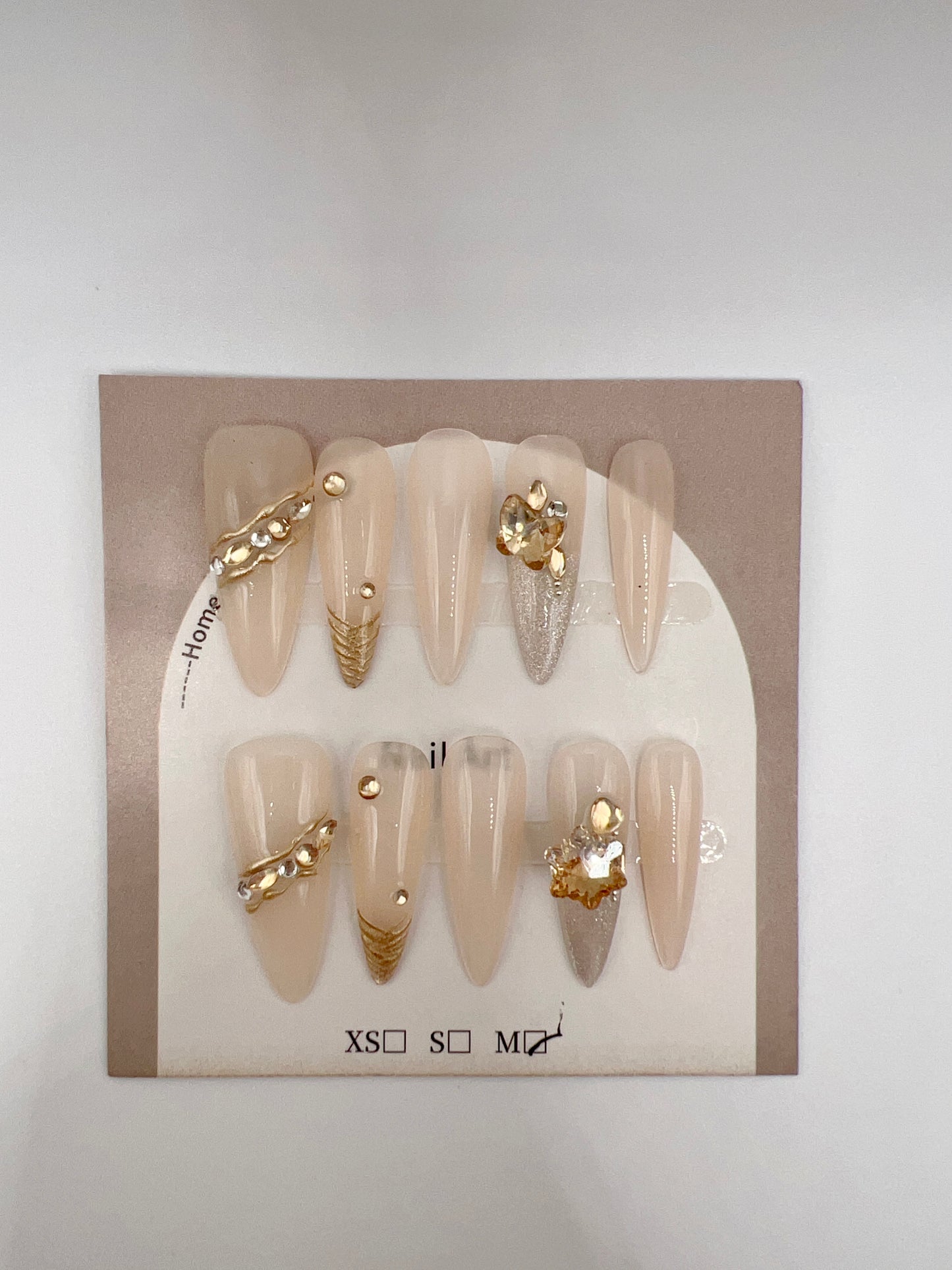 Long Stiletto Press On Nails with Charms – Medium Size