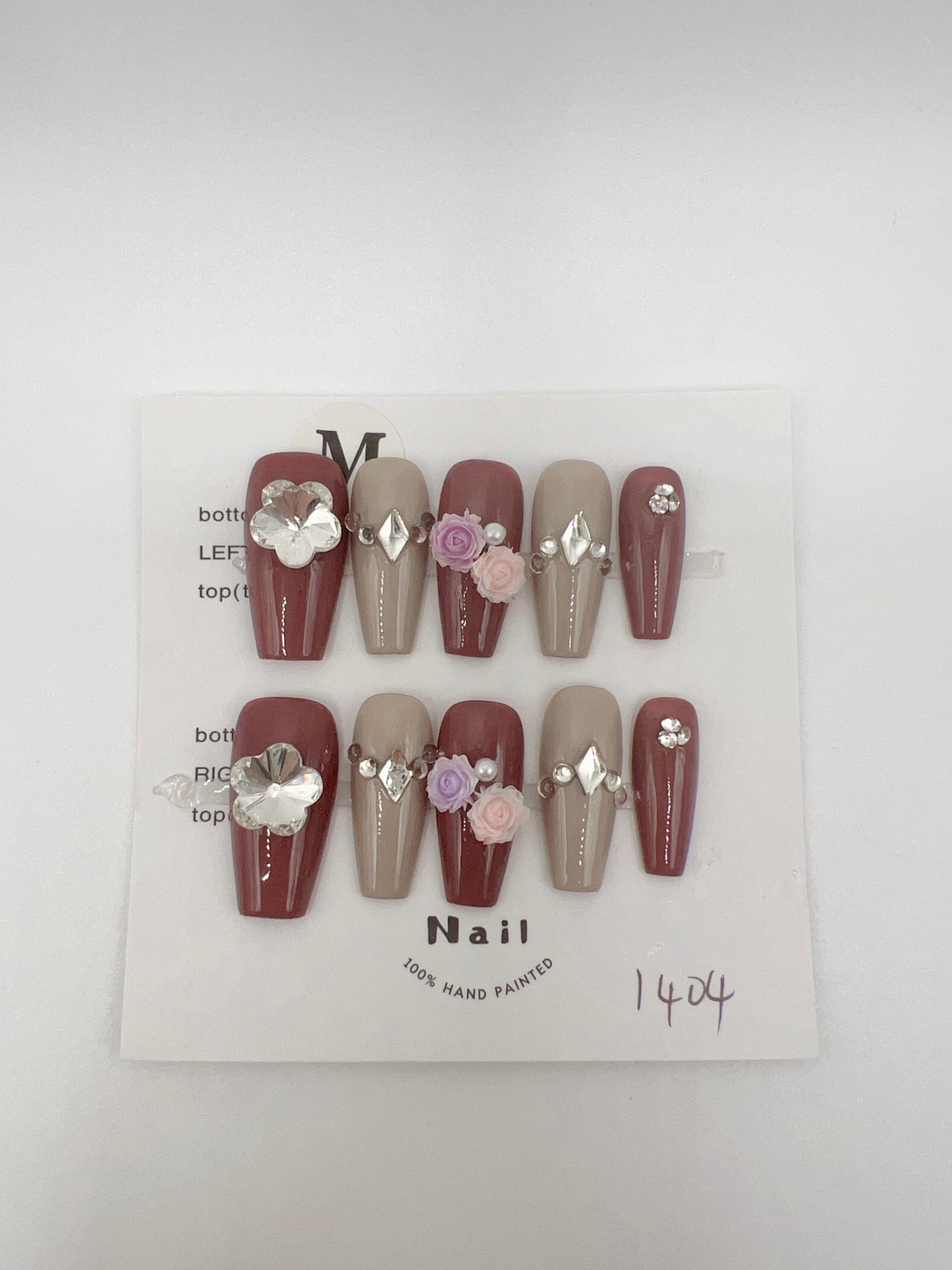 Medium Coffin Press On Nails Simple Style – 9 Designs, Medium Size