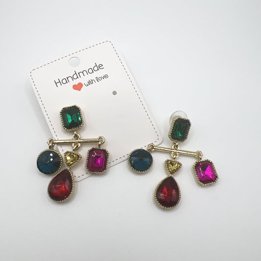 Colorful Rhinestone Balance Scale Earrings | Unique & Bold Design | Statement Jewelry