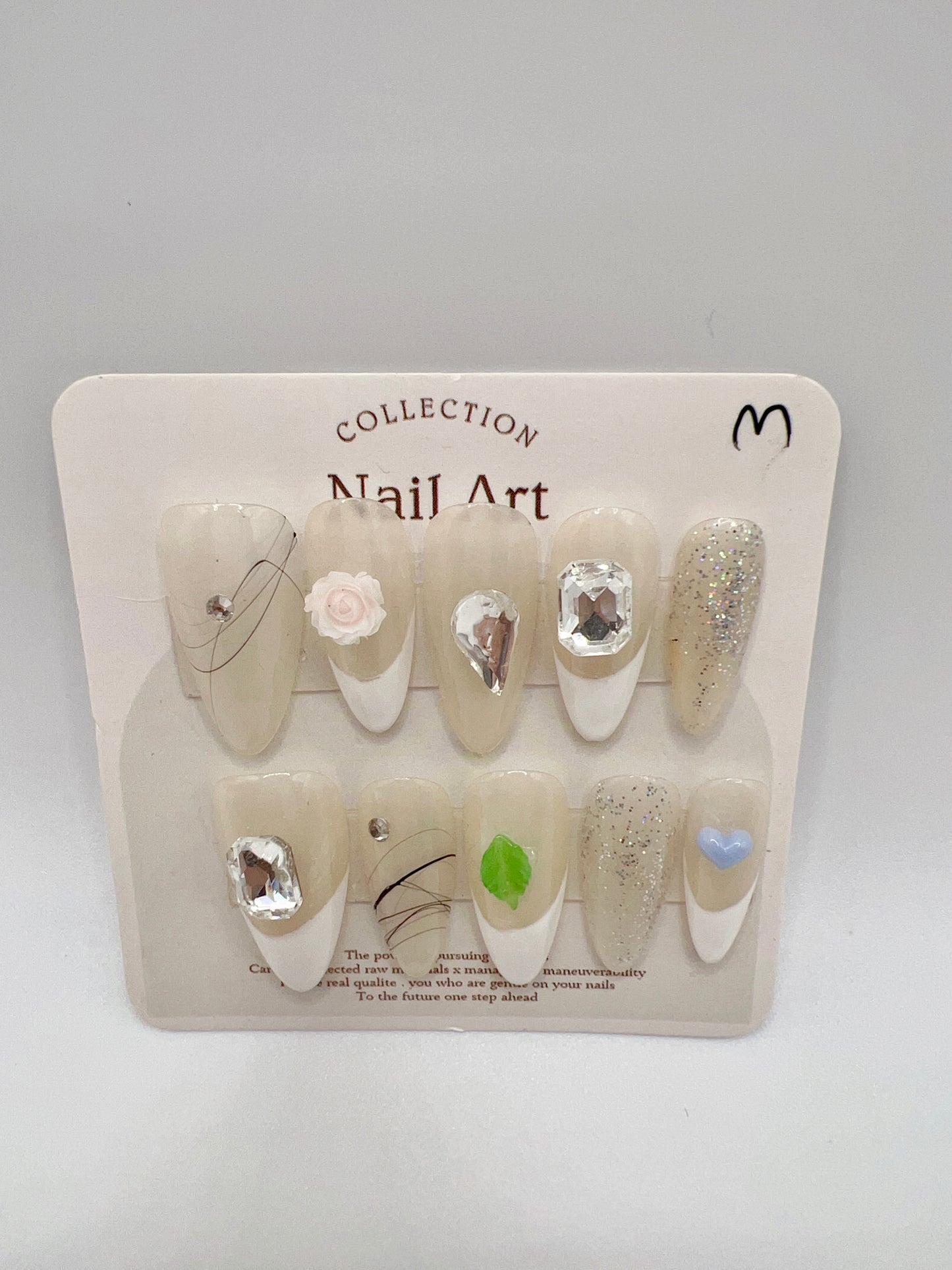 Almond Press-On Nails – Simple Style, 8 Designs, Medium Size