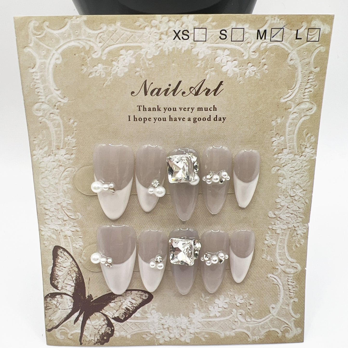 Oval Medium Length Rhinestone Press-On Nails | 10 Sparkling Designs | M Size