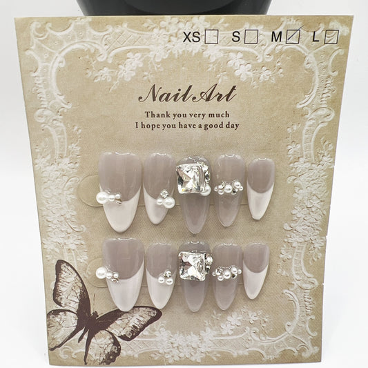 Oval Medium Length Rhinestone Press-On Nails | 10 Sparkling Designs | M Size