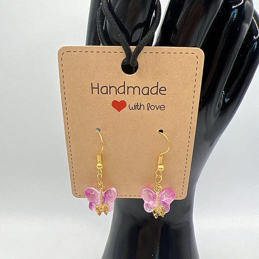 Butterfly Glass Earrings – Gold Delicate Nature-Inspired Jewelry