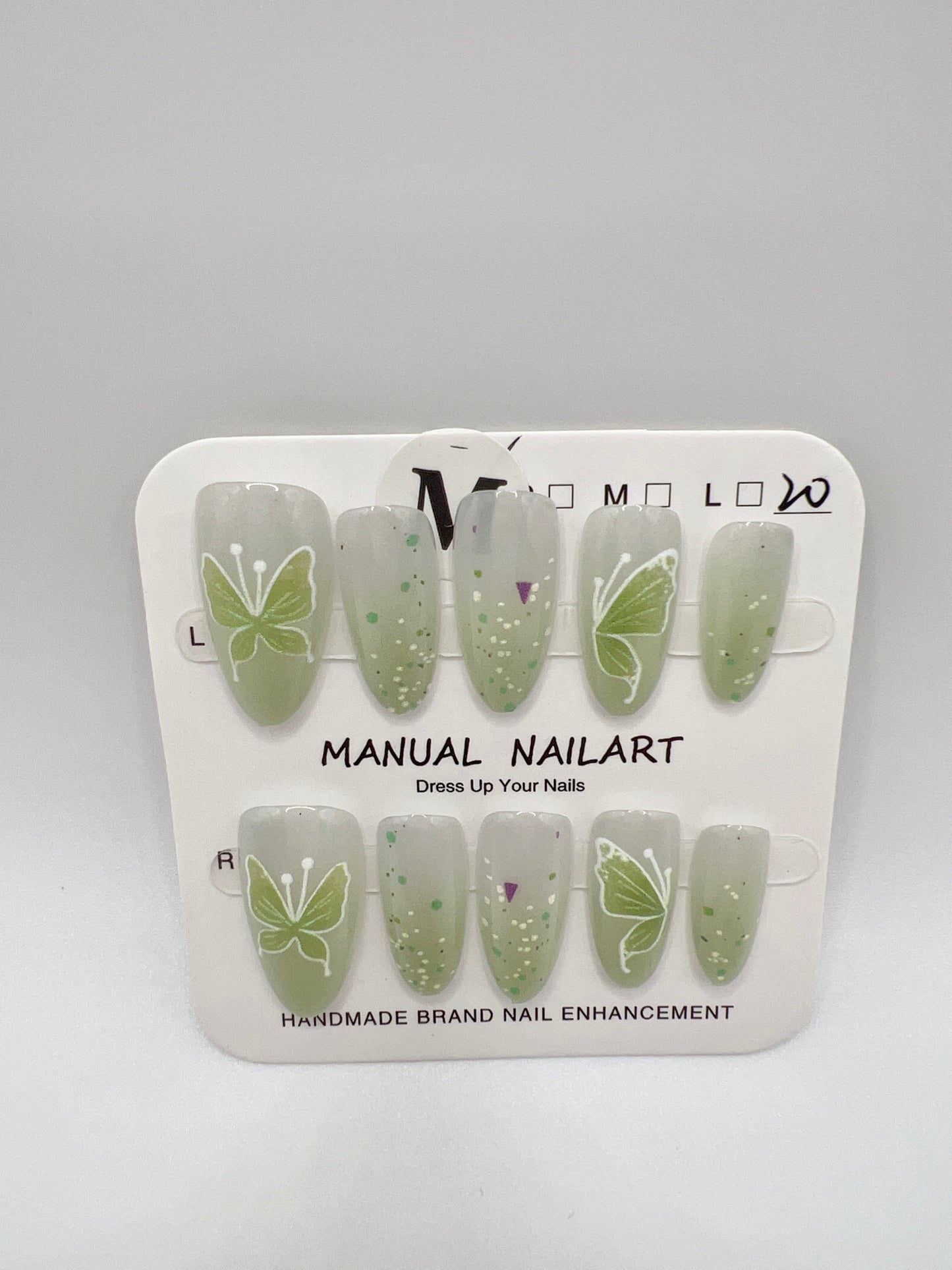 Almond Press-On Nails – Simple Style, 8 Designs, Medium Size