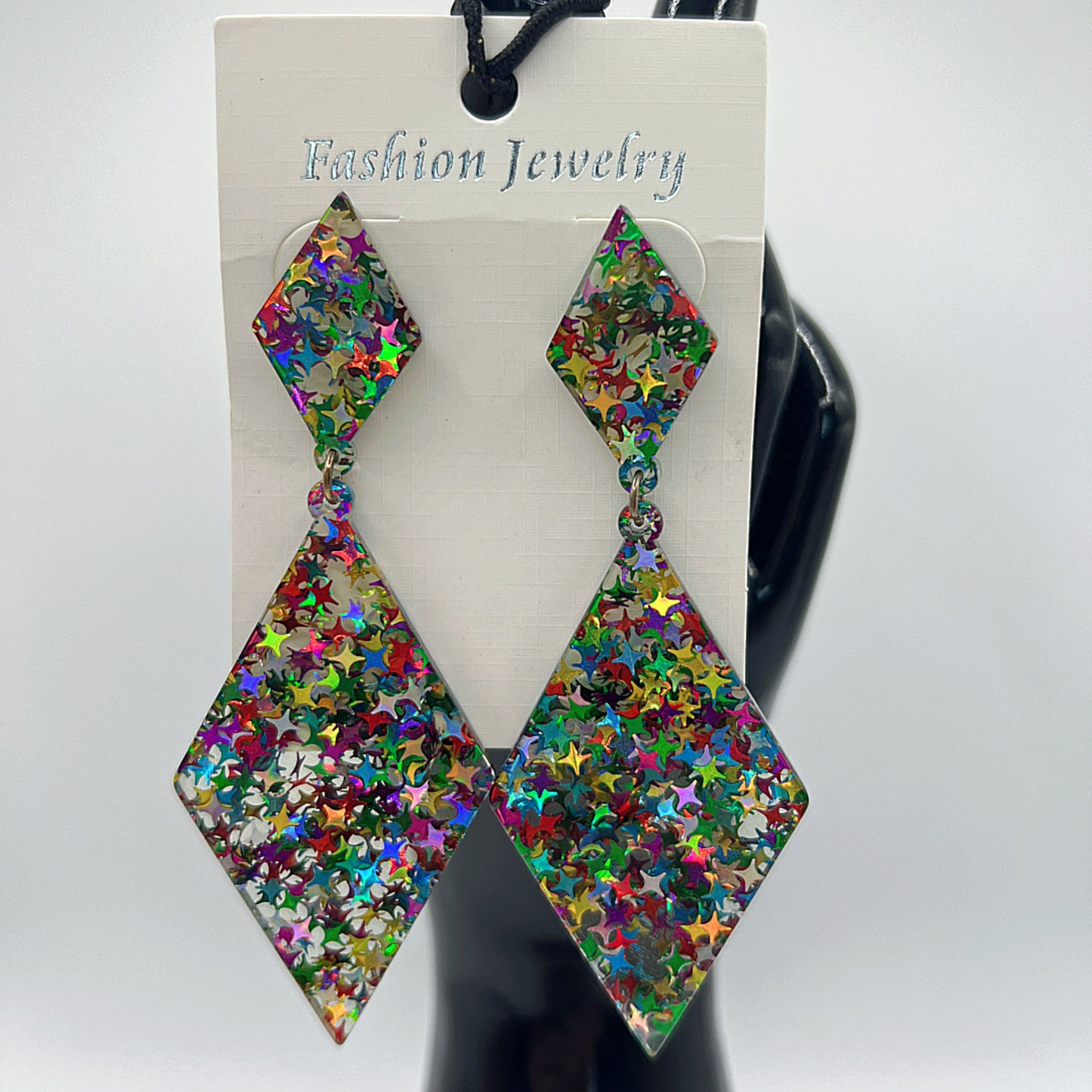 Colorful Star Acetate Drop Earrings | Multiple Shapes Available | Playful & Trendy