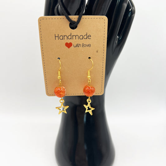 Colorful Glass Bead Earrings – Gold Tone Boho Statement Jewelry