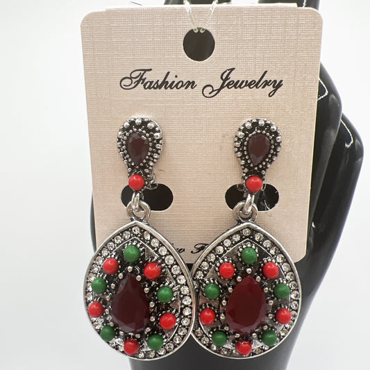Teardrop Colored Stone Drop Earrings | Classic & Elegant