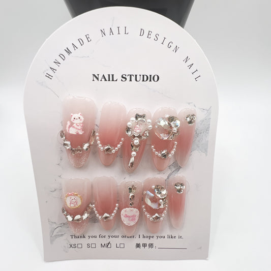 Luxury Rhinestone Press-On Nails – Medium Size
