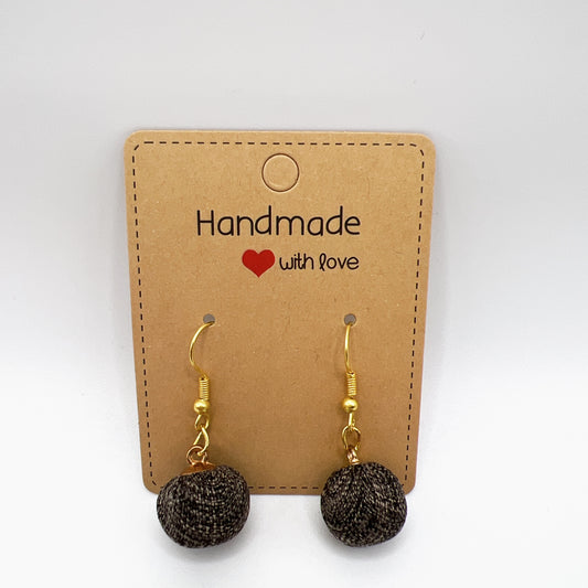 Gray-Brown Plaid Drop Earrings | Lightweight & Stylish | Classic Chic