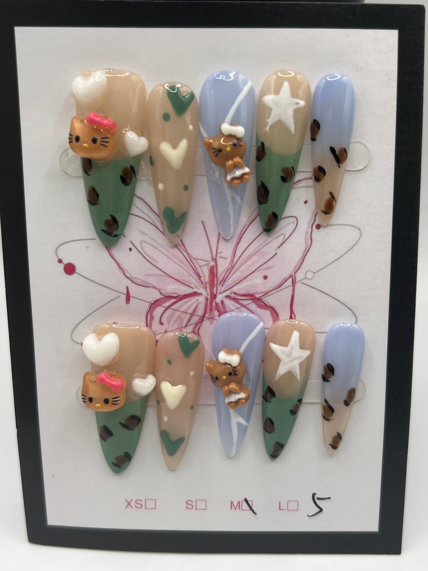 Kitty Press on nails - M size