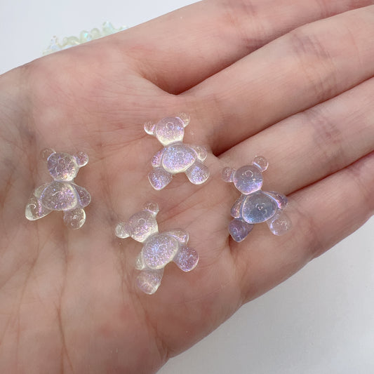 Bear Resin Charms – White Translucent 15×11mm for Nail Art, Decoration & DIY Crafts