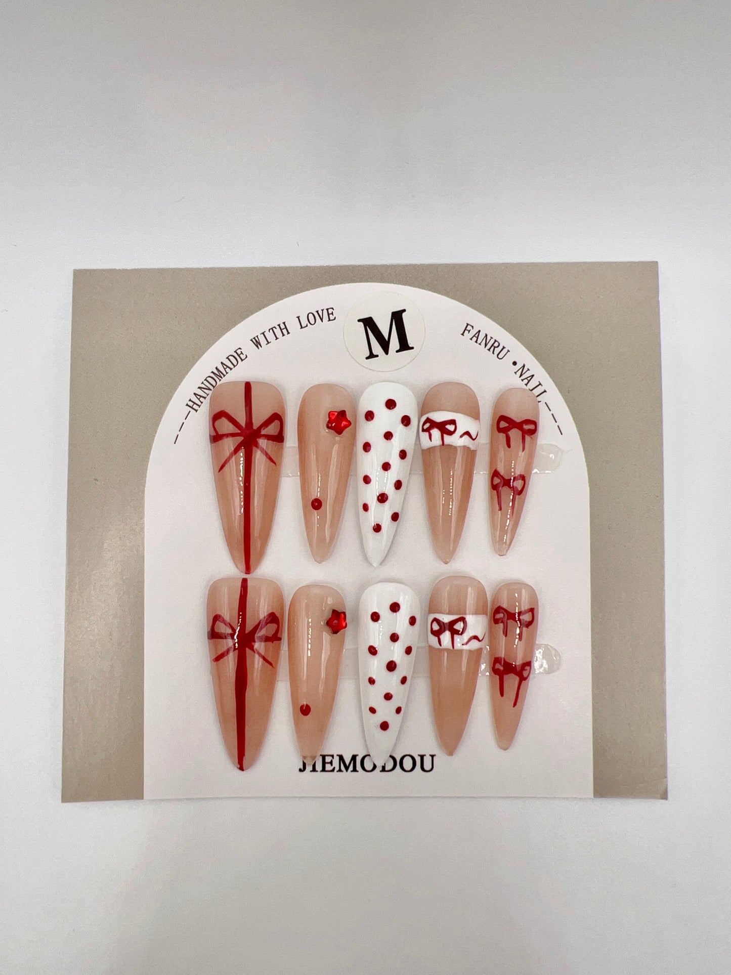 4 Sets Long Stiletto Press On Nails simple style – Medium Size