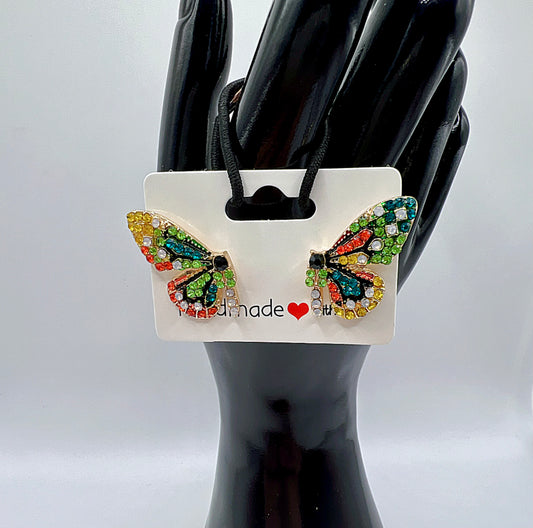 Colorful Rhinestone Butterfly Earrings – Sparkling Statement Jewelry for Any Occasion - Two color available