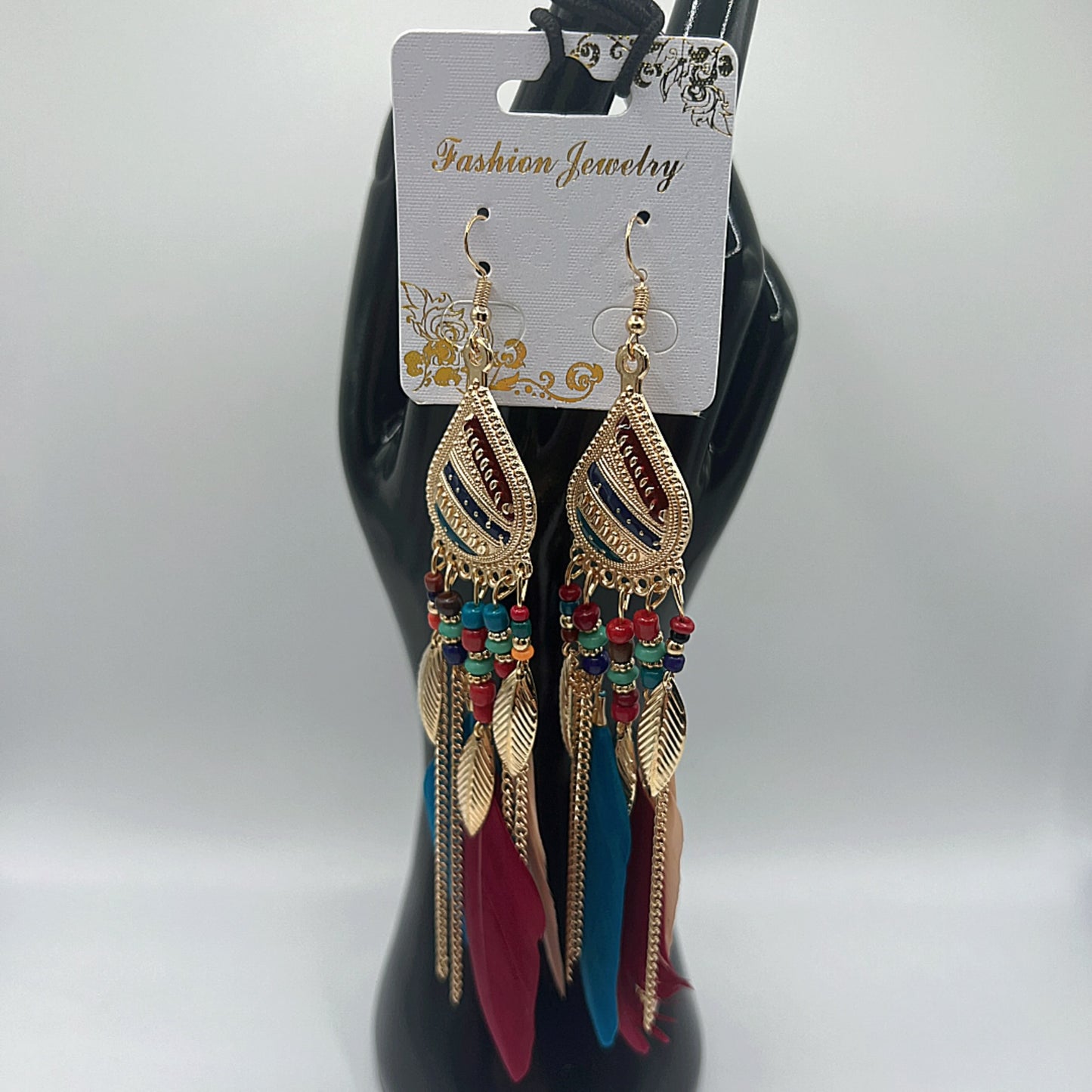 Bohemian Feather Tassel Earrings – Colorful Beaded Festival Jewelry
