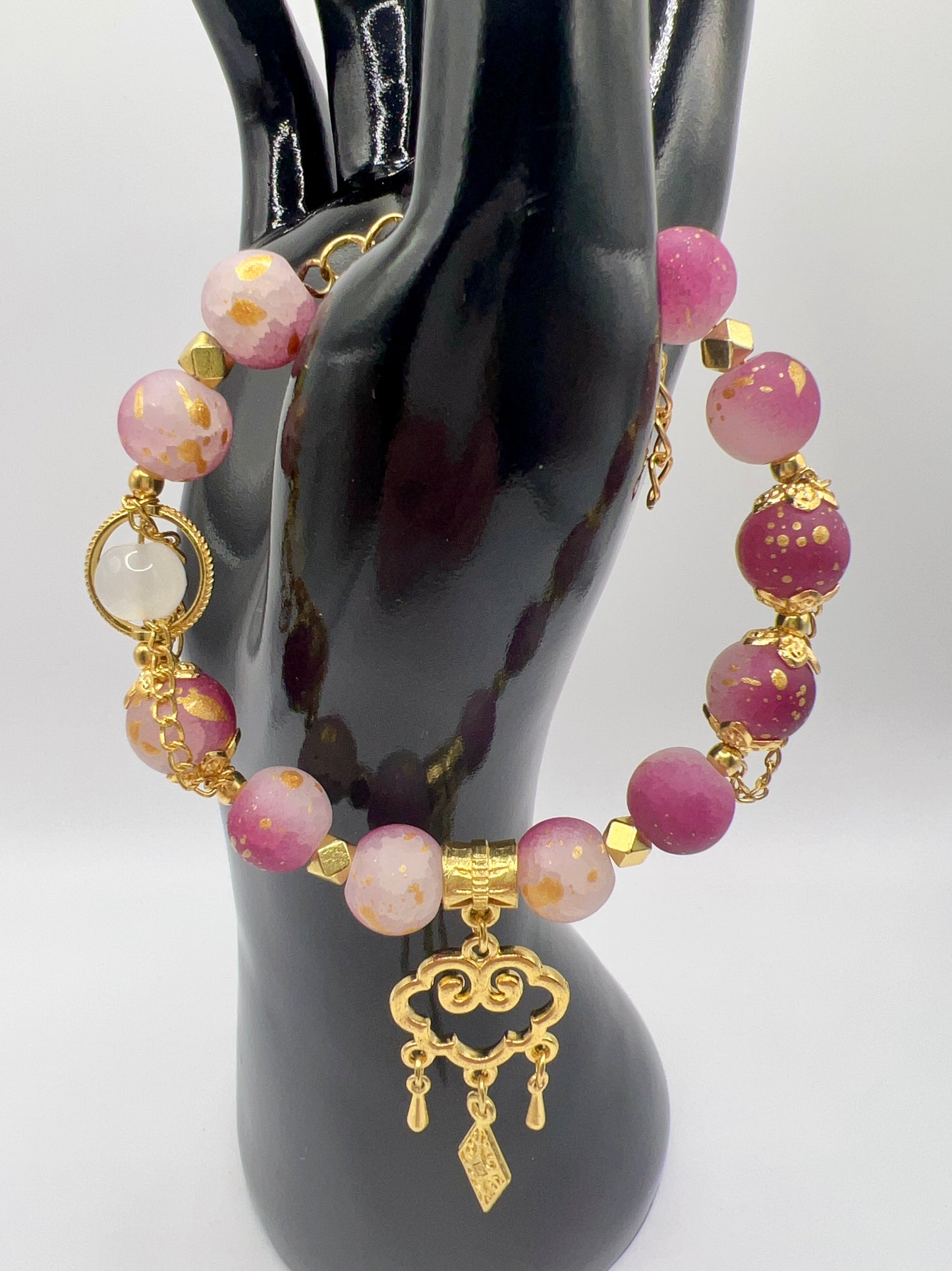 Adjustable Glass or Acrylic Bead Bracelet with Cute Charms & Spacers – Handmade Jewelry