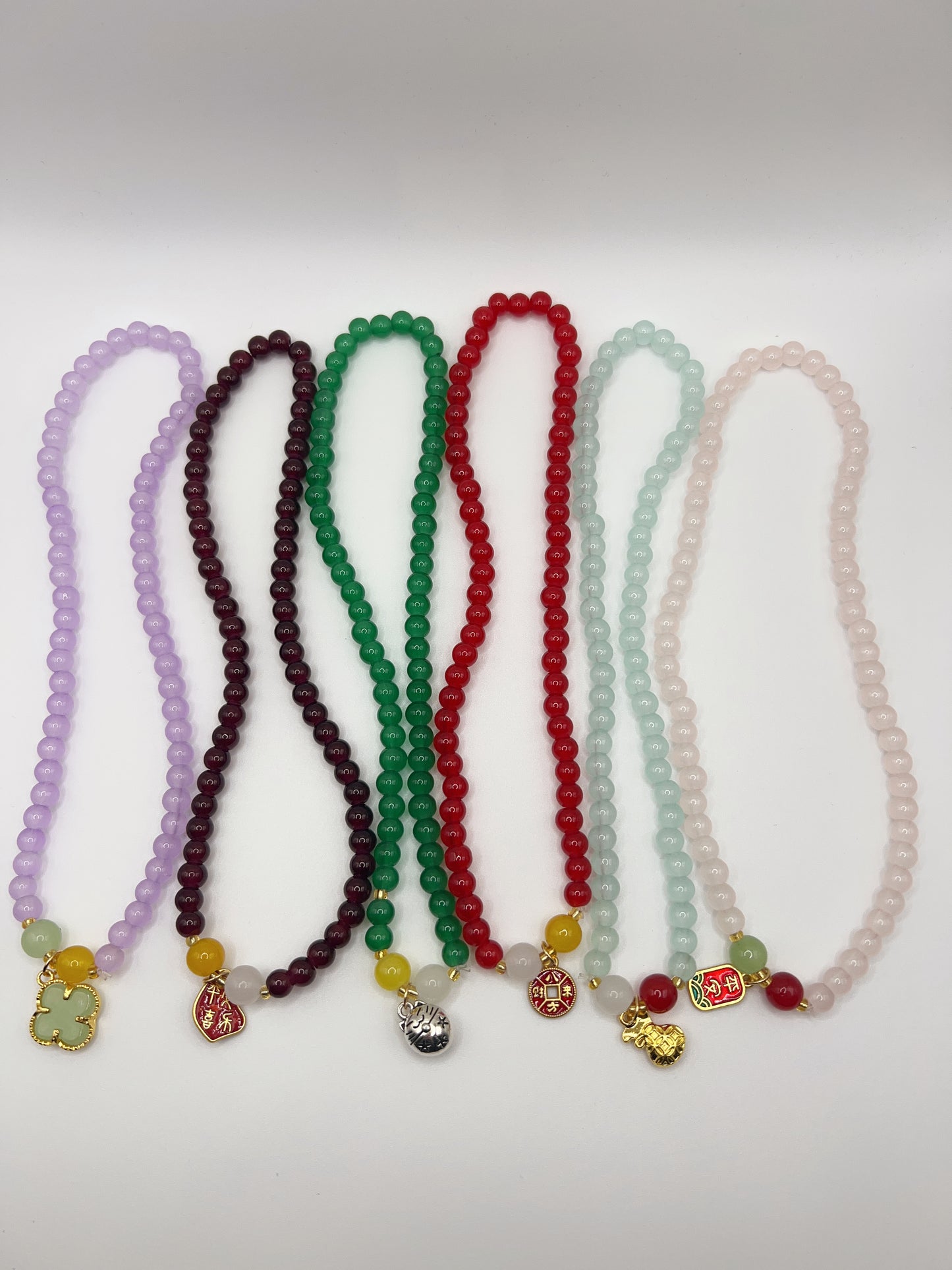 Beaded Double-Layered Stretch Bracelet with Charm – Handmade Stackable Jewelry, 6 Colors