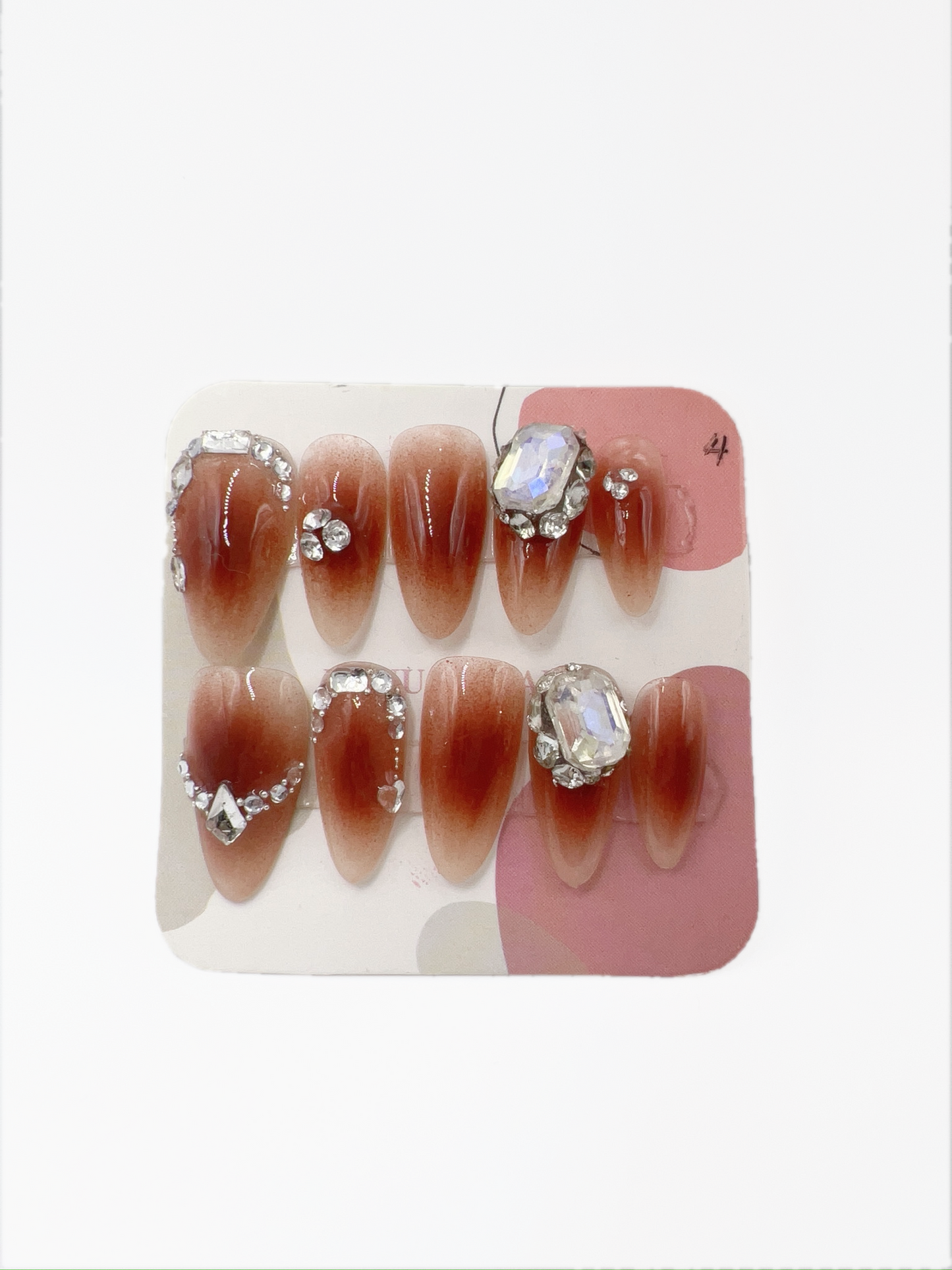 Almond Press-On Nails with Rhinestones – Large Size