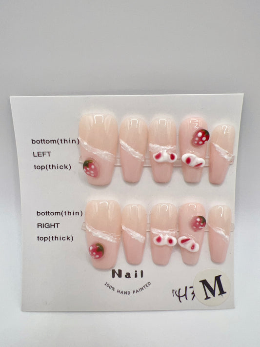 Medium Coffin Press On Nails with Rhinestone and Charms – Medium Size