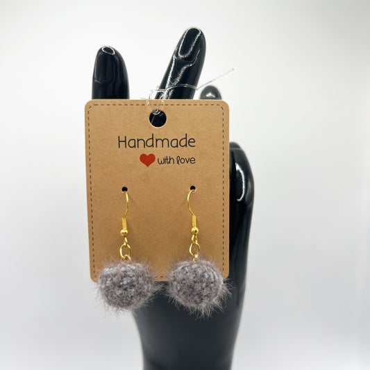 Gray Fluffy Pom-Pom Drop Earrings | Lightweight & Chic | Cozy Statement