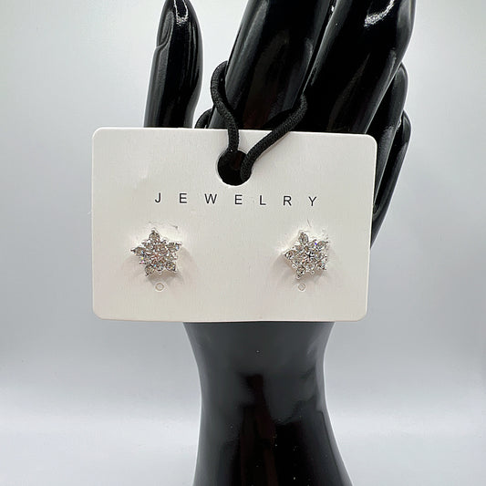 Silver Star Rhinestone Stud Earrings