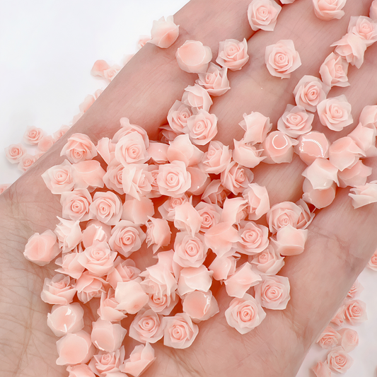 Mini 2D Resin Flower Charms – Peachy Pink 6–6.5mm for Nail Art, Phone Case & DIY Crafts