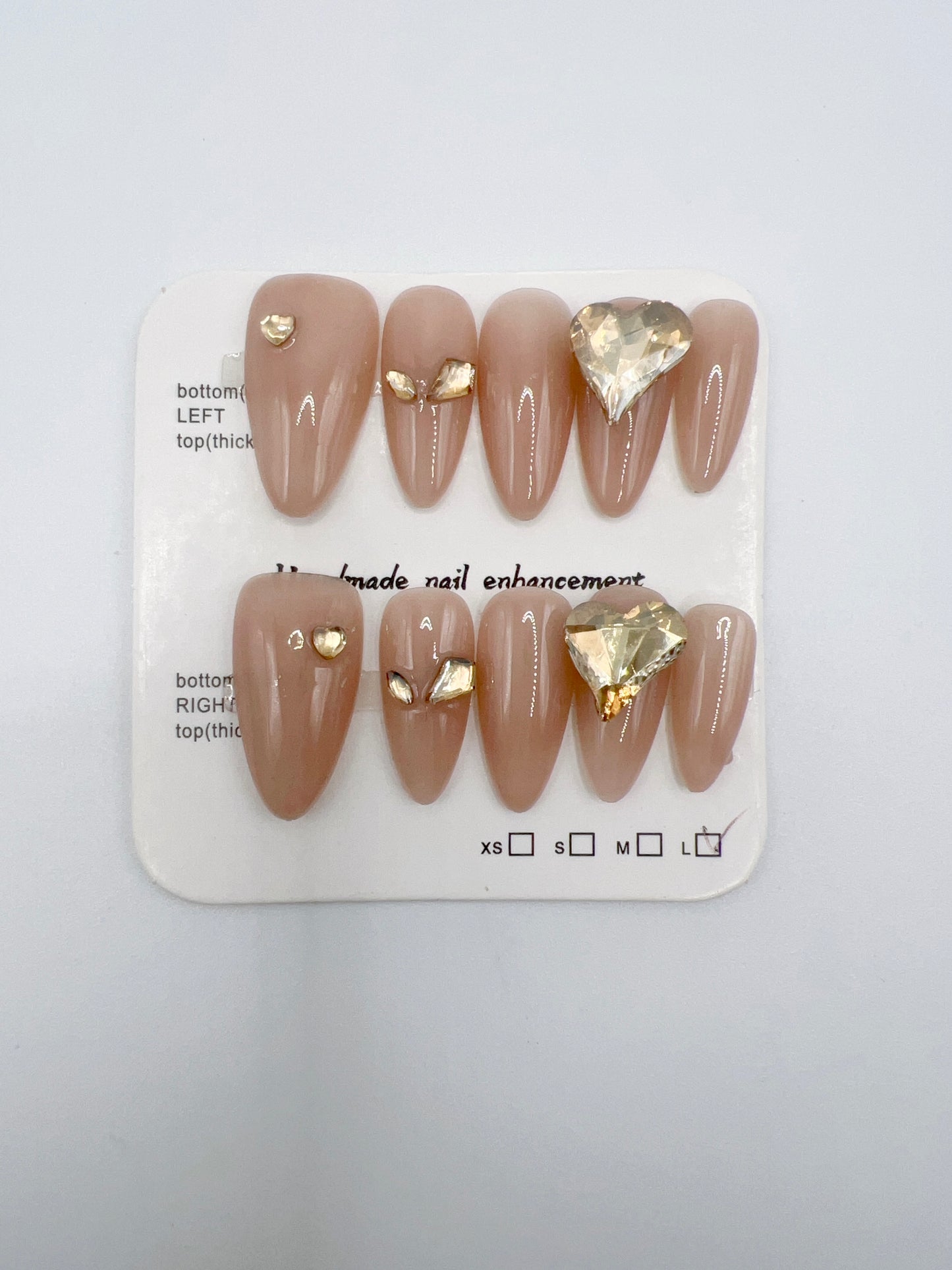 Almond Press-On Nails with Rhinestones – Large Size