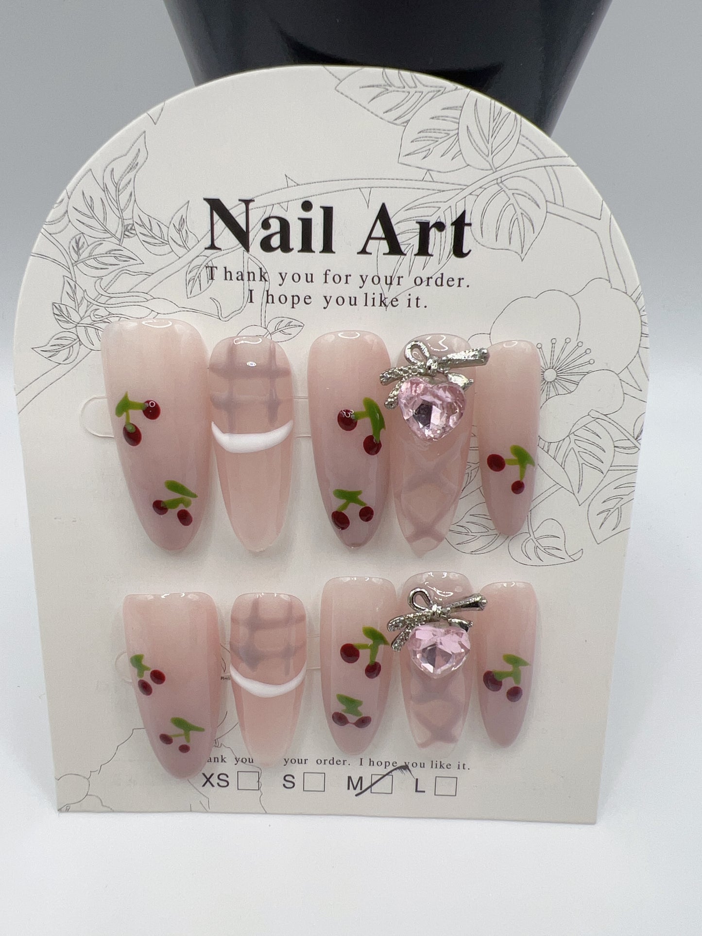 Long Oval Press On Nails with Rhinestone Charms – Glam Fake Nails, Medium Size, 10 Designs