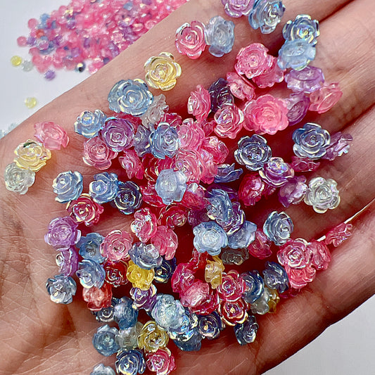 Mini 2D Resin Flower Charms – Cute DIY Nail Art, Phone Case, and Craft Decoration