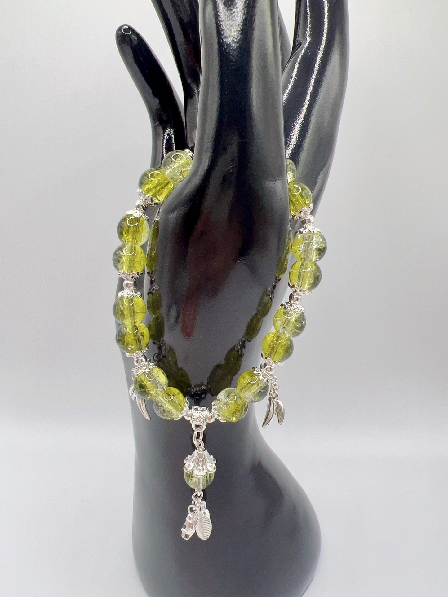 Stretchy Glass or Acrylic Bead Bracelet with Cute Charms & Spacers – Handmade Jewelry