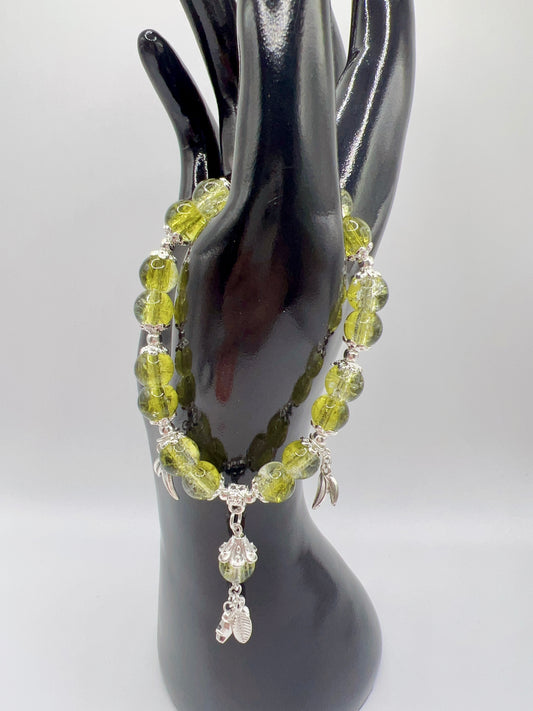 Stretchy Glass or Acrylic Bead Bracelet with Cute Charms & Spacers – Handmade Jewelry