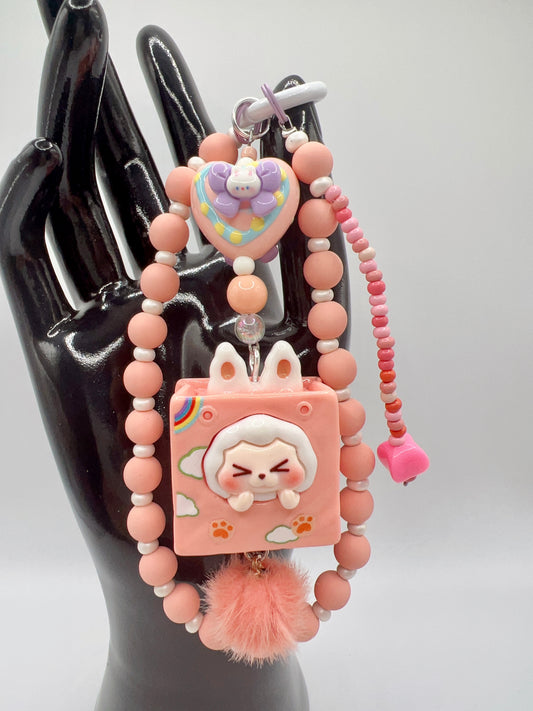 Handmade Kawaii Keychain: 3D Cartoon Charm with Pom Pom