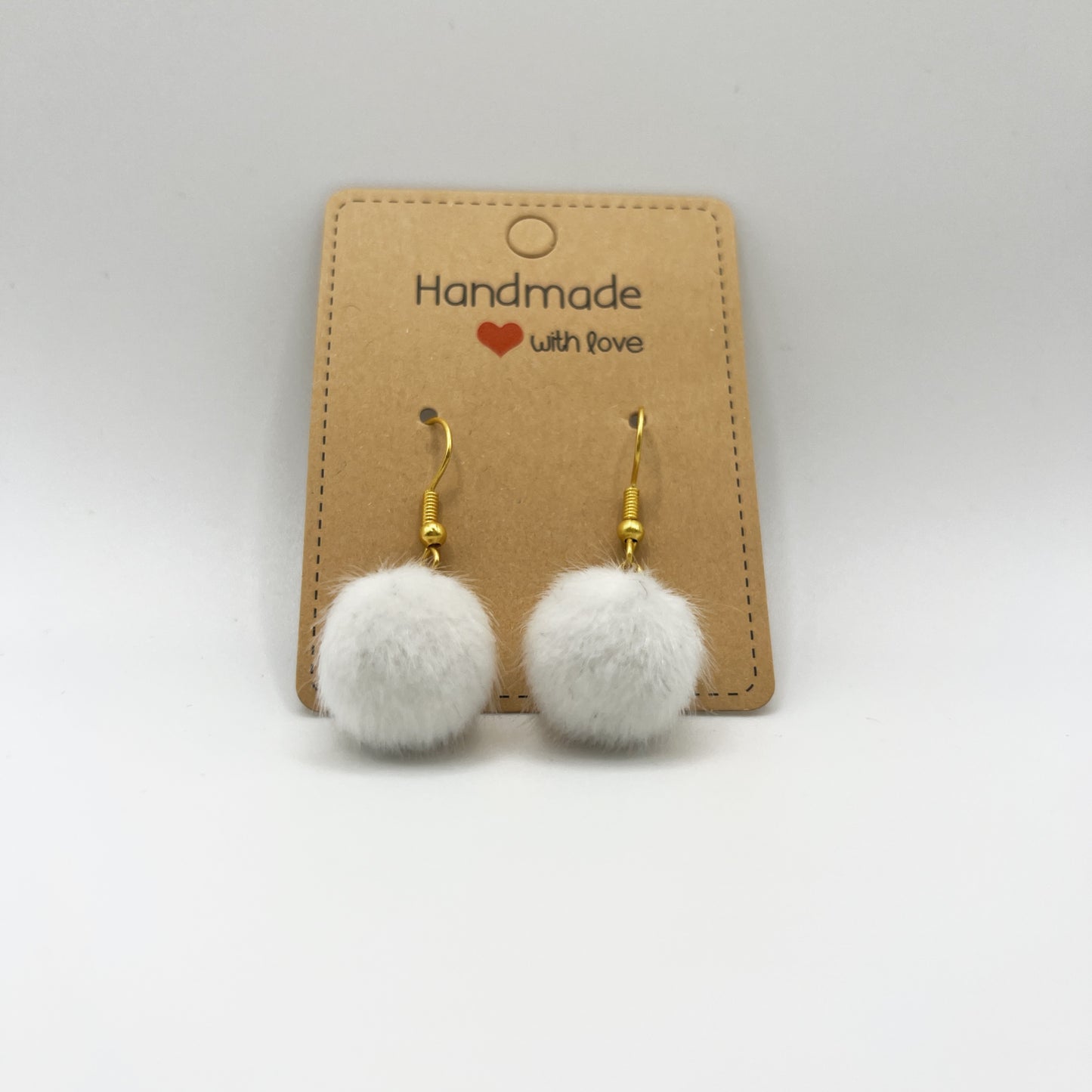 White Fluffy Pom-Pom Drop Earrings | Lightweight & Chic | Soft Statement