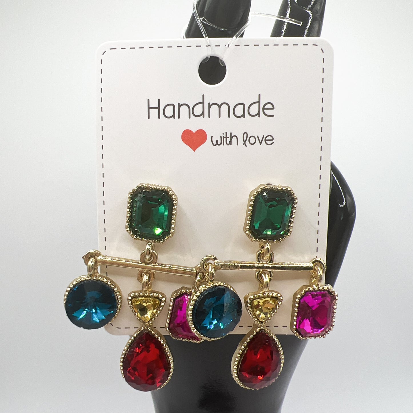 Colorful Rhinestone Balance Scale Earrings | Unique & Bold Design | Statement Jewelry