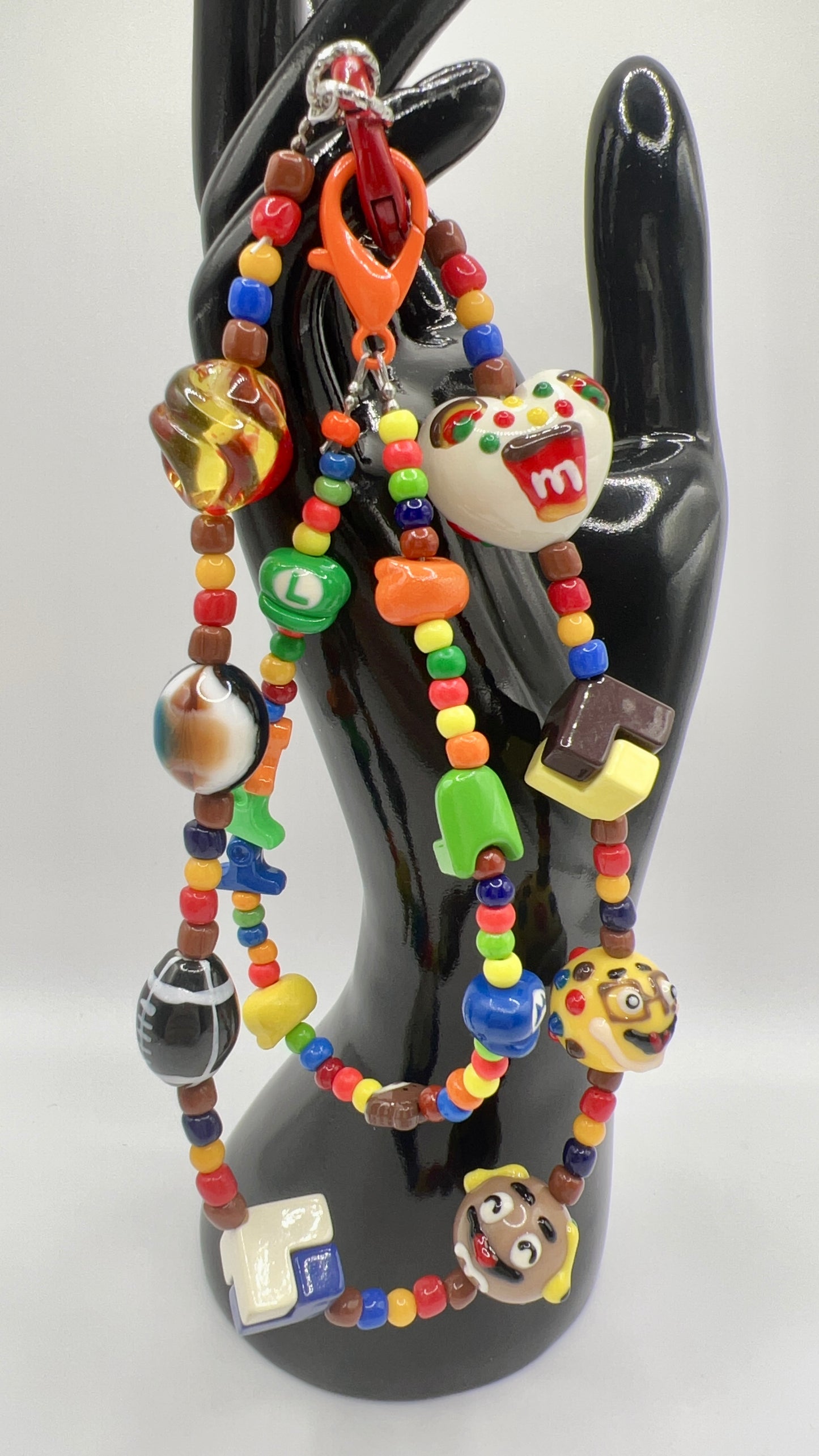 Handmade Painted Beaded Keychain: Colorful Bag/Phone Chain