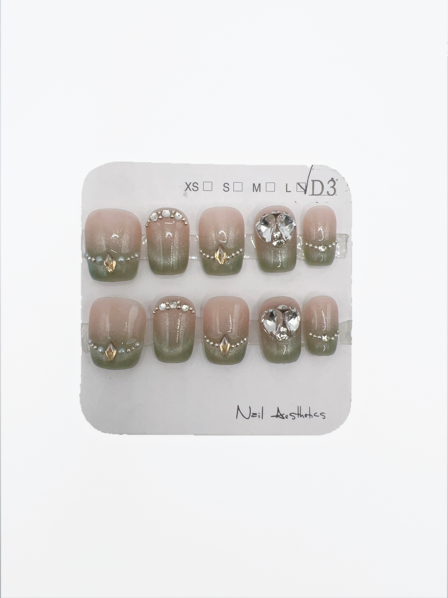 Square Press-On Nails with Cat Eye & Shimmer – Large Size