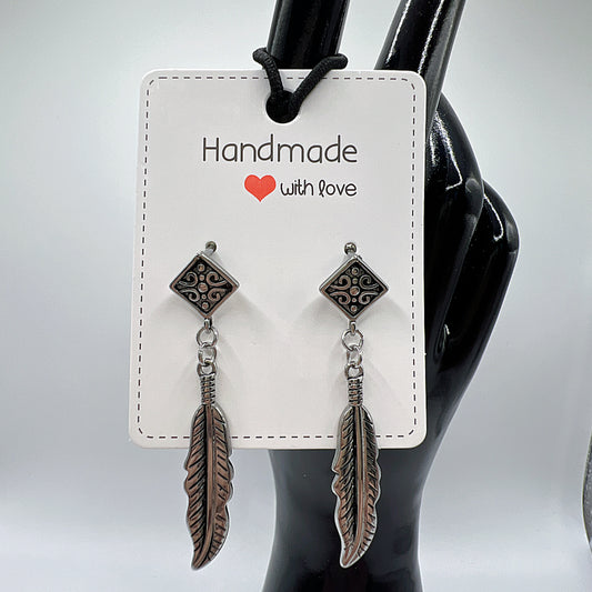 Gunmetal Black Leaf Drop Earrings | Vintage & Edgy | Cool Statement Jewelry