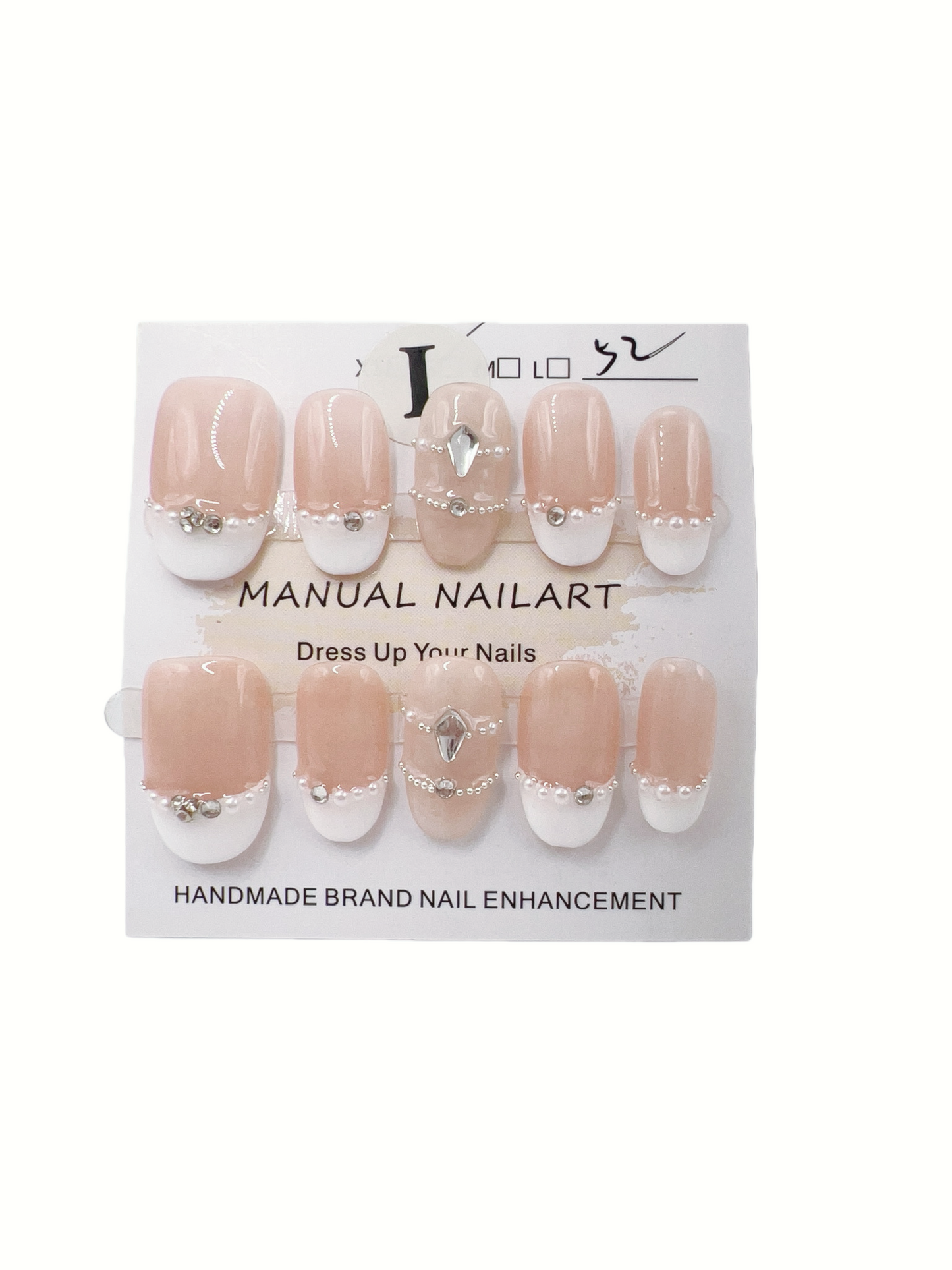 Short Oval French Tip Press-On Nails – Large Size, Classic & Reusable