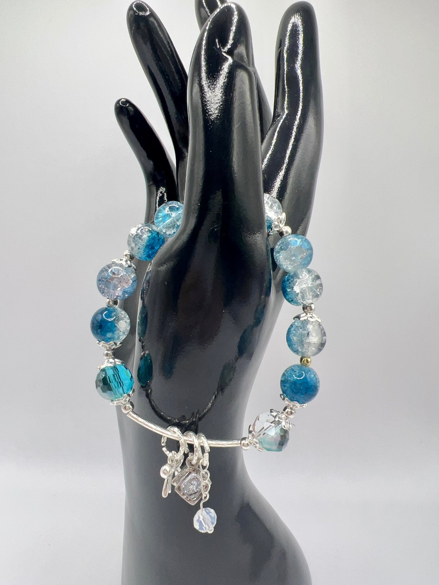 Stretchy Glass or Acrylic Bead Bracelet with Cute Charms & Spacers – Handmade Jewelry