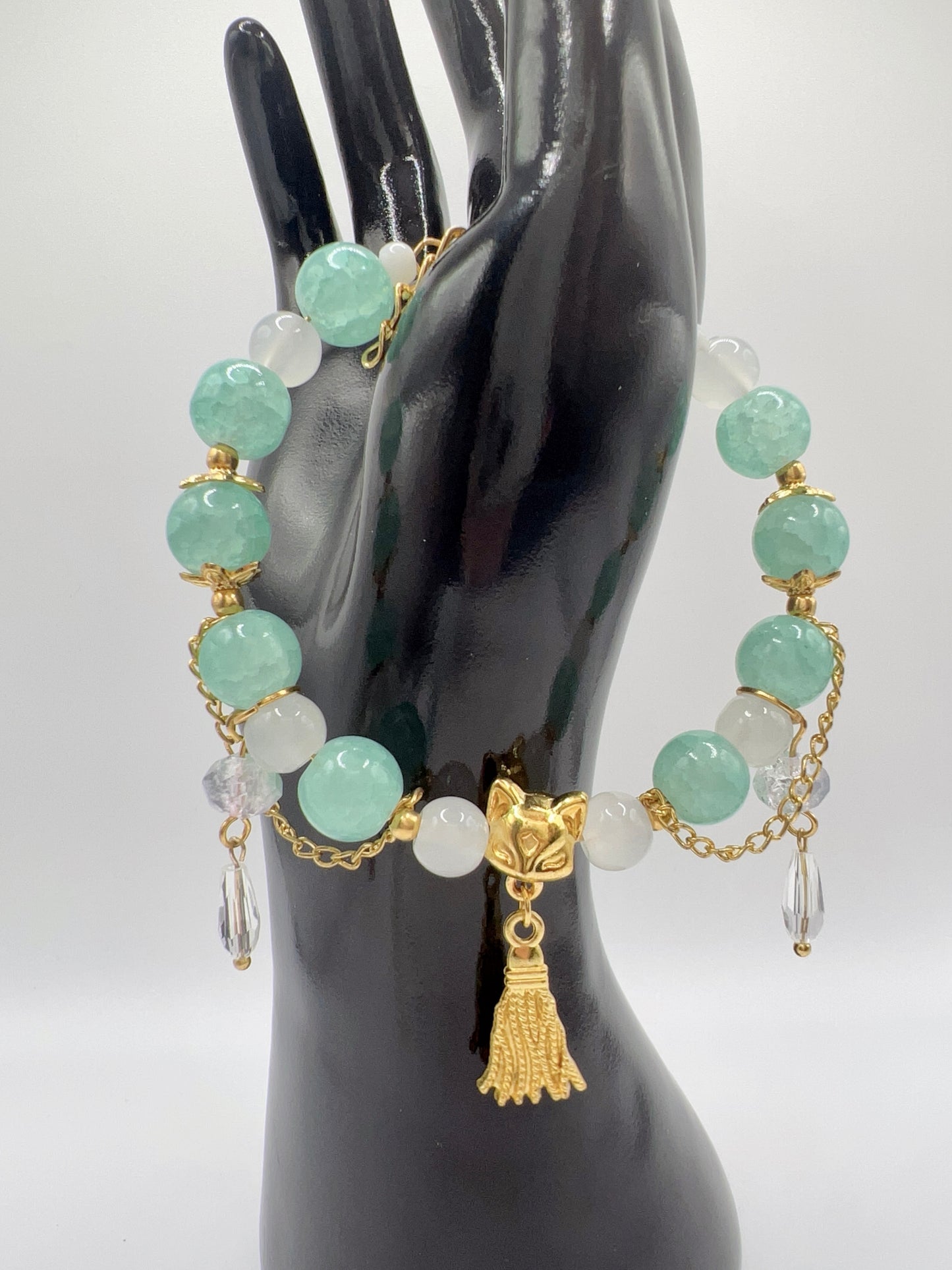 Adjustable Glass or Acrylic Bead Bracelet with Cute Charms & Spacers – Handmade Jewelry