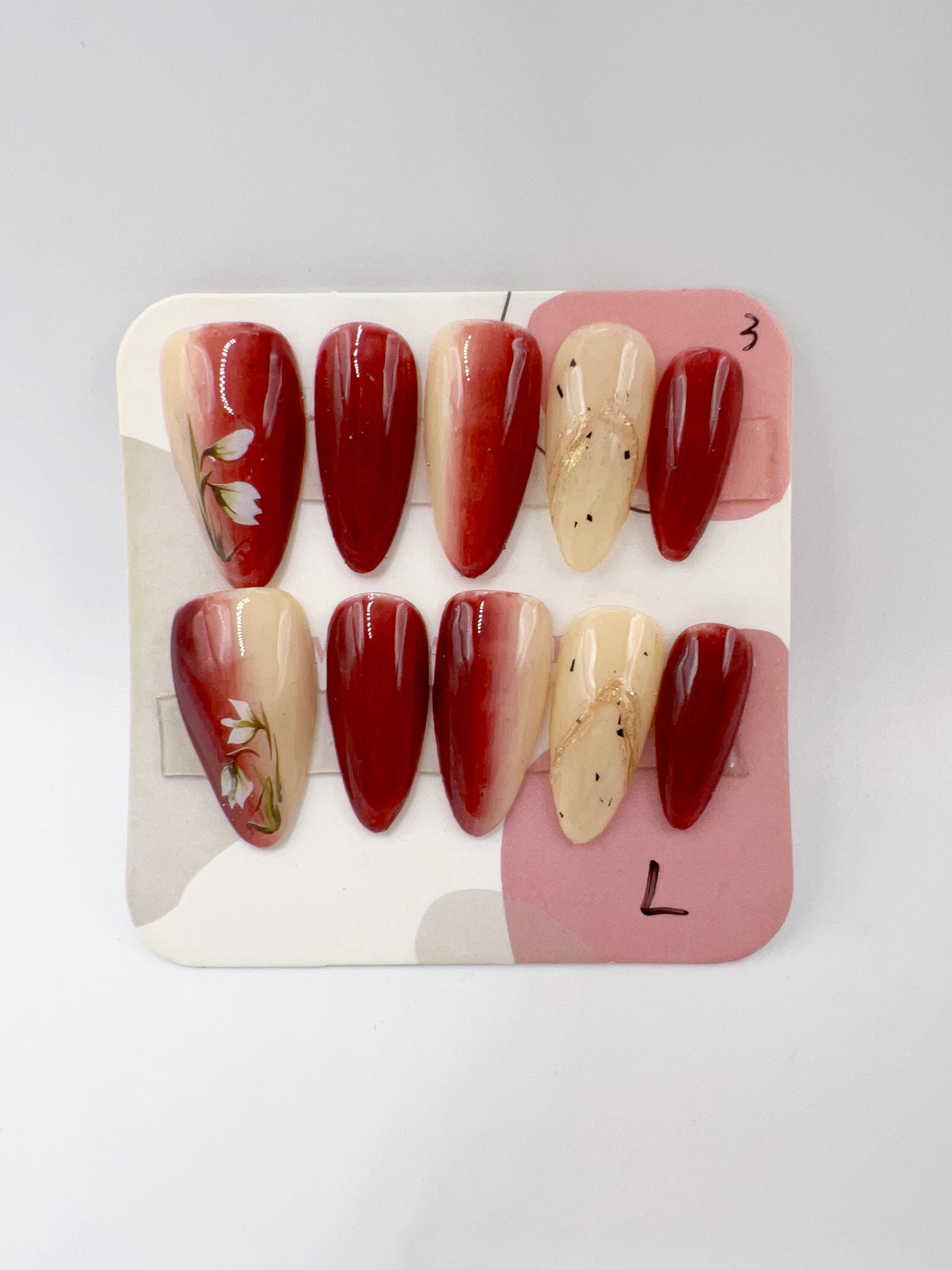 Almond Press-On Nails with Simple Design – Large Size