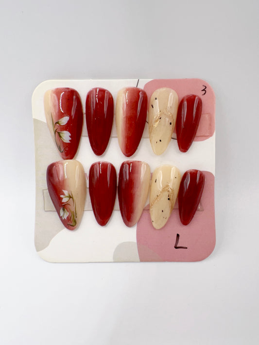 Almond Press-On Nails with Simple Design – Large Size