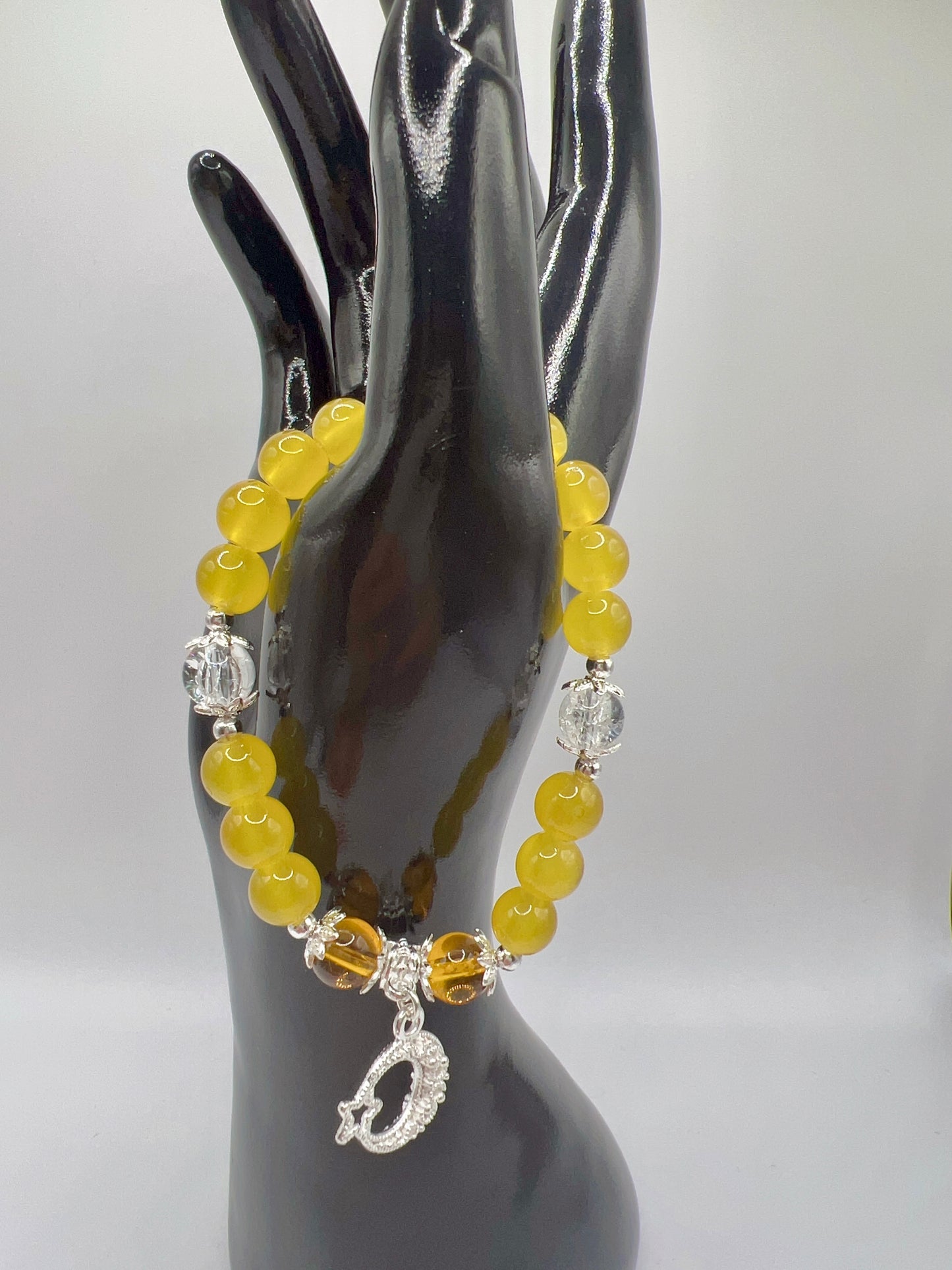 Stretchy Glass or Acrylic Bead Bracelet with Cute Charms & Spacers – Handmade Jewelry