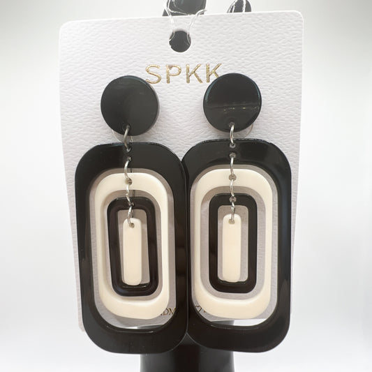 Square & Round Plastic Layered Earrings | Artistic & Modern Design| 2 color available