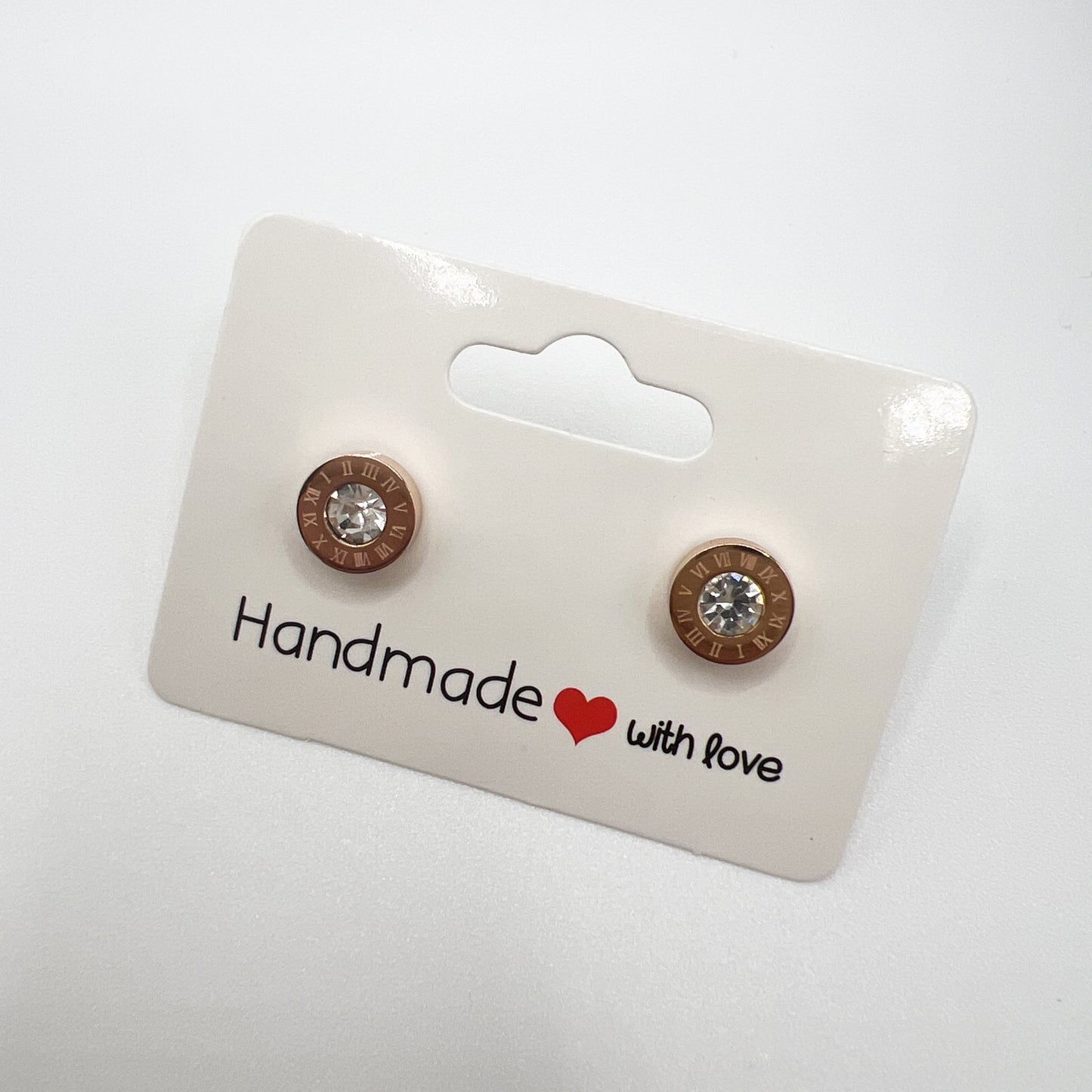 Gold Round Stud Earrings with Rhinestone | Elegant Everyday Jewelry